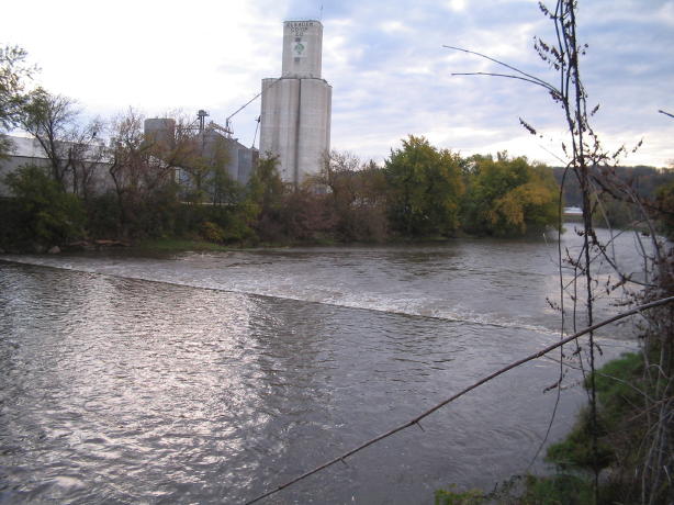 Horizon line view of former dam from upstream